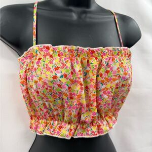 Show Me Your MuMu Floral Lace Back Cropped Dakota Top in Beachy Blossom | XS